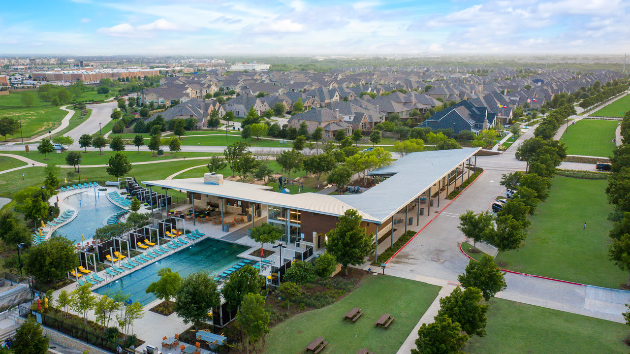 Aubrey Texas community amenity center aerial view
