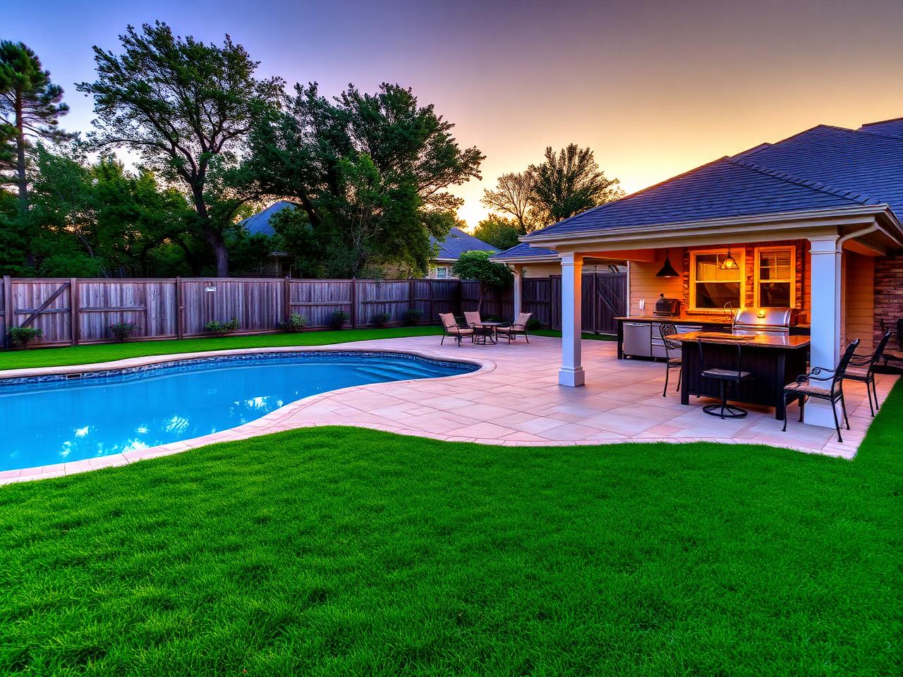 Backyard and outdoor living space of a North Dallas listing